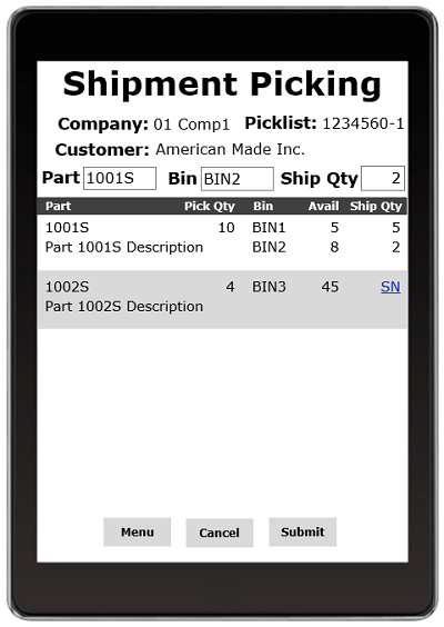AdvancedWare provides Solutions for Epicor's ManFact ERP System including Real-Time Barcode Shipment Picking application