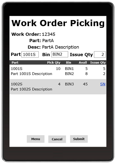 AdvancedWare provides Solutions for Epicor's ManFact ERP System including Real-Time Barcode Work Order Picking application